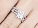 3.23c 3 Piece Wedding Ring Set Engagement Band Diamond Simulated CZ 925 Sterling Silver