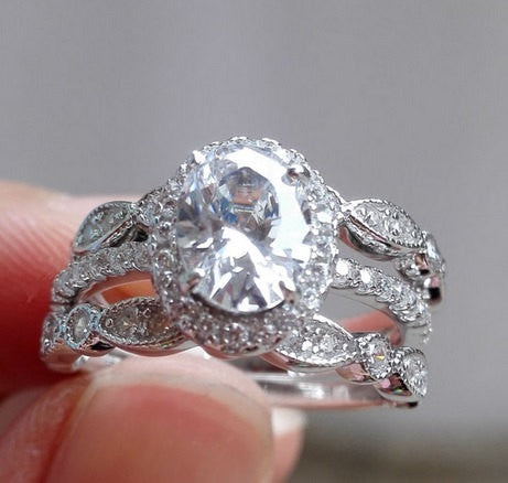 18K White Gold Wedding Ring 925 Silver Engagement Rings Set 925 Wedding  Ring Set - China Rings for Men and Women and Gold Wedding Rings price |  Made-in-China.com
