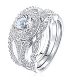 3.24ct 3 Piece Wedding Ring Set Engagement Band Diamond Simulated CZ 925 Sterling Silver