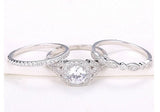 3.24ct 3 Piece Wedding Ring Set Engagement Band Diamond Simulated CZ 925 Sterling Silver