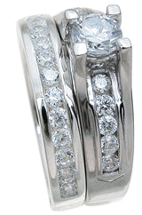 2.5ct Round Cut Wedding Ring Set Engagement Diamond Simulated CZ 925 Sterling Silver Platinum ep
