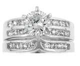 3.28c Round Cut Wedding Ring Set Engagement Diamond Simulated CZ 925 Sterling Silver Platinum ep