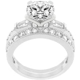 2.63c Round Cut Wedding Ring Set Engagement Diamond Simulated CZ 925 Sterling Silver