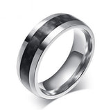 8mm Mens Tungsten Ring Black Carbon Fiber Inlay Mens Metal Rings Carbide Comfort Fit Wedding Bands