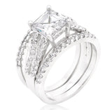 3.75C Princess Cut Wedding Ring Set Engagement Diamond Simulated 925 Sterling Silver Platinum ep CZ