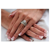 3.83C Princess Cut Wedding Ring Set Engagement Diamond Simulated 925 Sterling Silver Platinum ep CZ