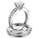 2.78 Princess Cut Wedding Ring Set Engagement Diamond Simulated 925 Sterling Silver Platinum ep