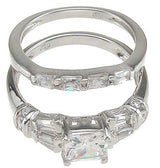 3.59 Princess Cut Wedding Ring Set Engagement Diamond Simulated 925 Sterling Silver Platinum ep CZ