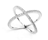 Criss Cross Engagement Ring Wedding Eternity Band Womens Simulated Diamond 925 Sterling Silver CZ