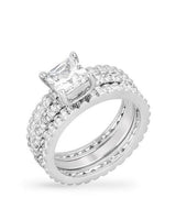 2.88ct Princess Cut Wedding Ring Set Engagement Diamond Simulated 925 Sterling Silver Platinum ep CZ