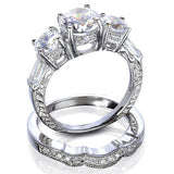 2.85CT Round Cut Wedding Ring Set Engagement Diamond Simulated CZ 925 Sterling Silver