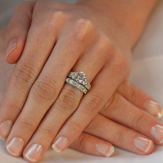 3.7c Princess Cut Wedding Ring Set Engagement Diamond Simulated 925  Sterling Silver Platinum ep CZ
