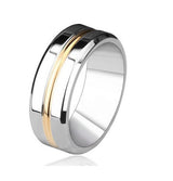 7mm Silver Gold Titanium Stainless Steel Ring Men's Wedding Band Silver
