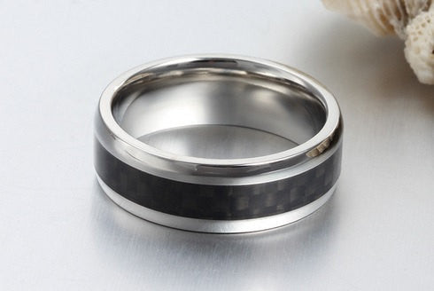 8mm Mens Tungsten Ring Black Carbon Fiber Inlay Mens Metal Rings Carbi – A  Sense of Style