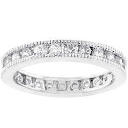 2.23 Engagement Ring Eternity Wedding CZ Band Womens Simulated Diamond 925 Sterling Silver