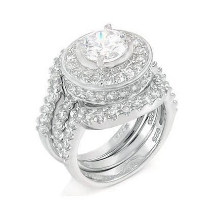 5c Halo Cut Wedding Ring Set Engagement Band Diamond Simulated 925 Sterling Silver Platinum ep CZ