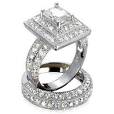3.25c Grand Princess Cut Wedding Ring Set Engagement Diamond Simulated 925 Sterling Silver