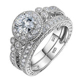3.57c Round Cut Wedding Ring Set Engagement Diamond Simulated CZ 925 Sterling Silver Platinum ep