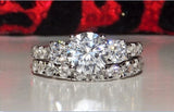 2.72ct Round Cut Wedding Ring Set Engagement Diamond Simulated CZ 925 Sterling Silver
