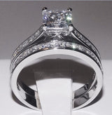 3.6ct Princess Cut Wedding Ring Set Engagement Diamond Simulated 925 Sterling Silver Platinum ep CZ