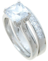 2.52 Princess Cut Wedding Ring Set Engagement Diamond Simulated 925 Sterling Silver Platinum ep CZ
