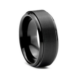 8mm Tungsten Ring Men's Tungsten Wedding Band Black Womens Black Band Wedding Ring